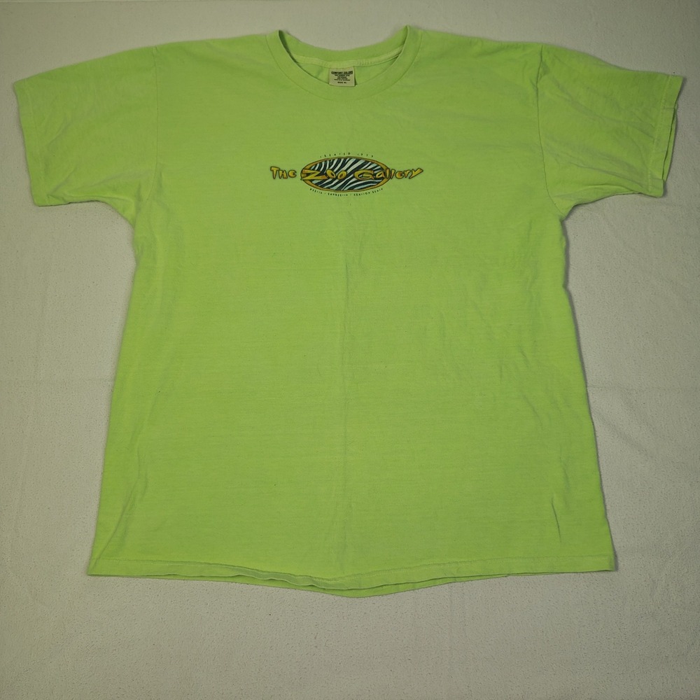 VINTAGE Florida Zoo Gallery T-Shirt Mens XL Lime Green Comfort Colors 2001 - Picture 3 of 14